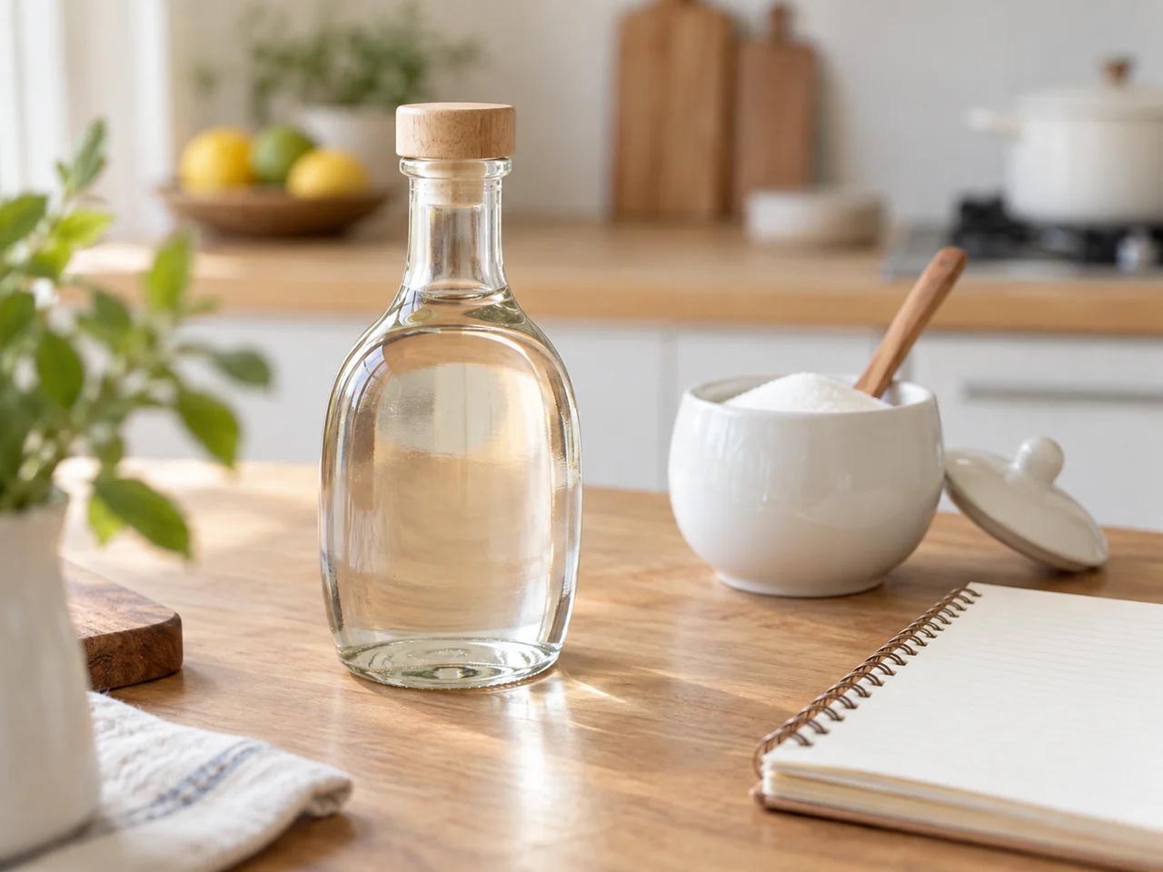 투명 시럽 병과 설탕 단지, 기록용 노트