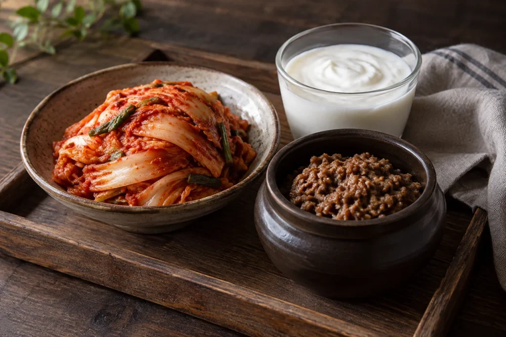 김치 요거트 청국장 같은 발효식품 상차림
